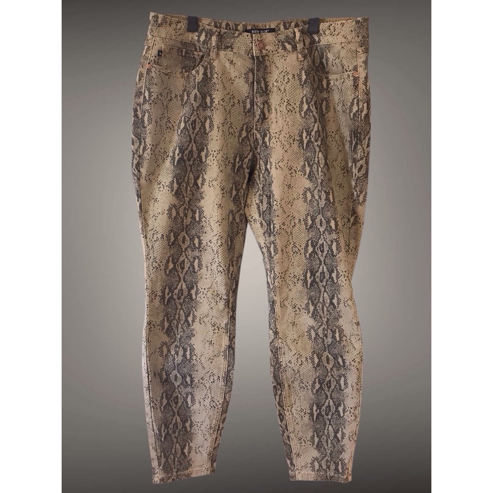 Judy Blue Jeans Womens 14/37 Brown Snakeskin Print Mid Rise Ankle Skinny Denim‎